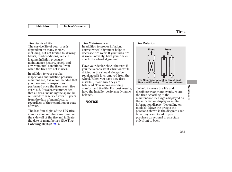 Tires | HONDA 2011 Ridgeline User Manual | Page 355 / 423
