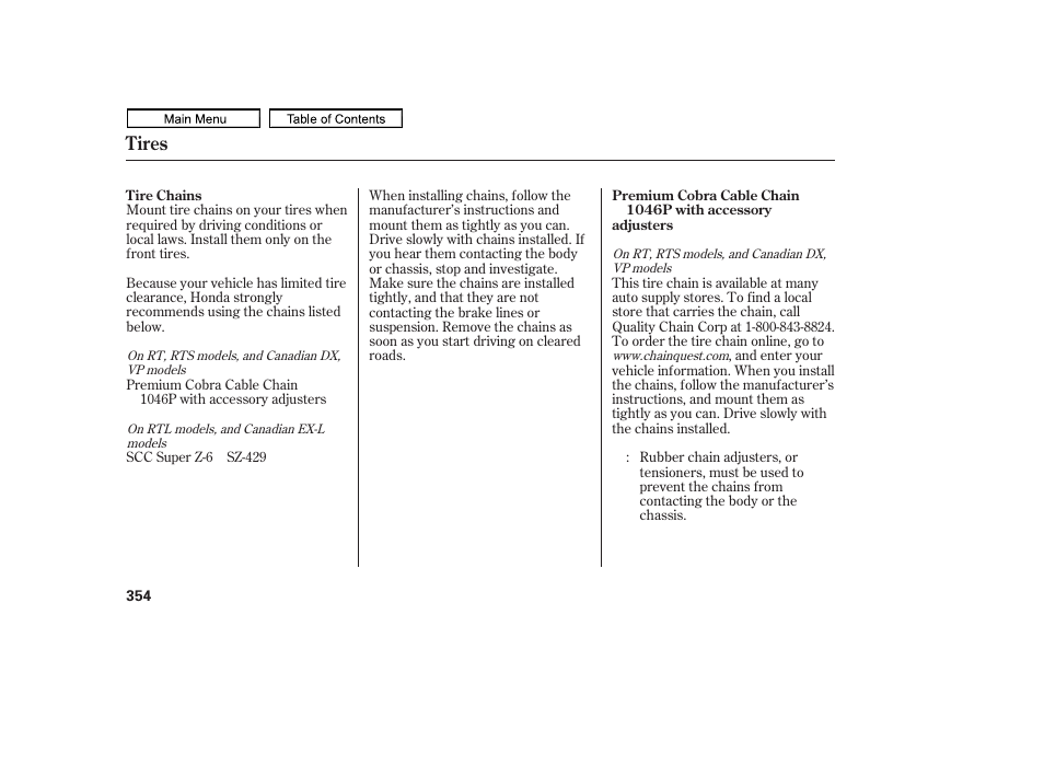 Tires | HONDA 2011 Ridgeline User Manual | Page 358 / 423