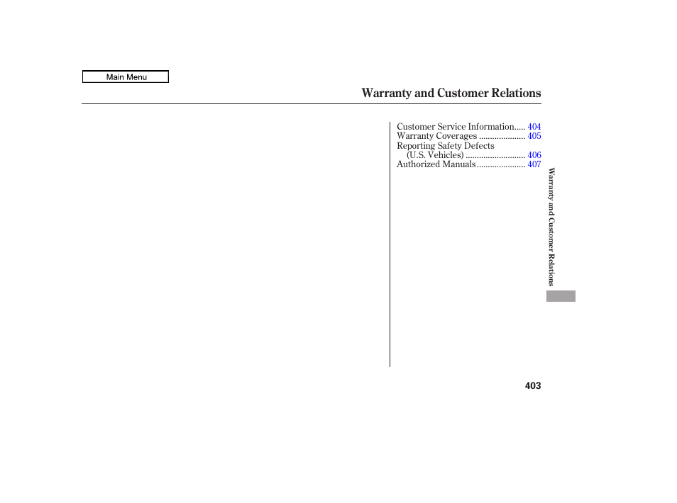 Warranty and customer relations, 2011 ridgeline | HONDA 2011 Ridgeline User Manual | Page 407 / 423