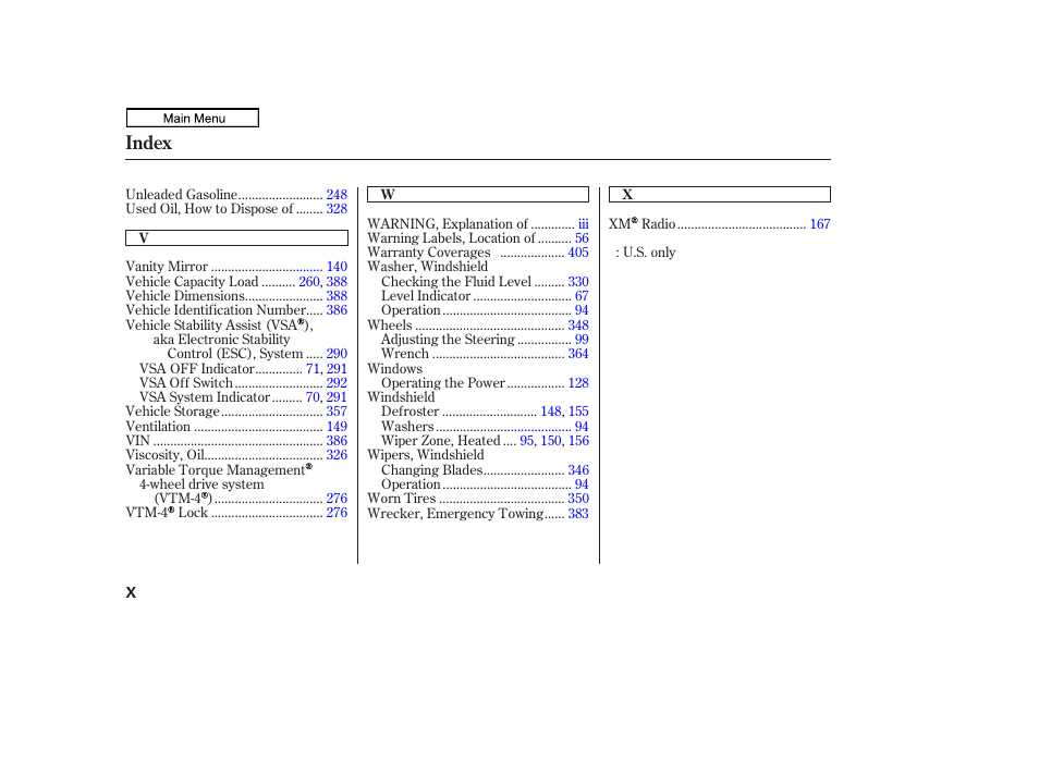 Index | HONDA 2011 Ridgeline User Manual | Page 421 / 423