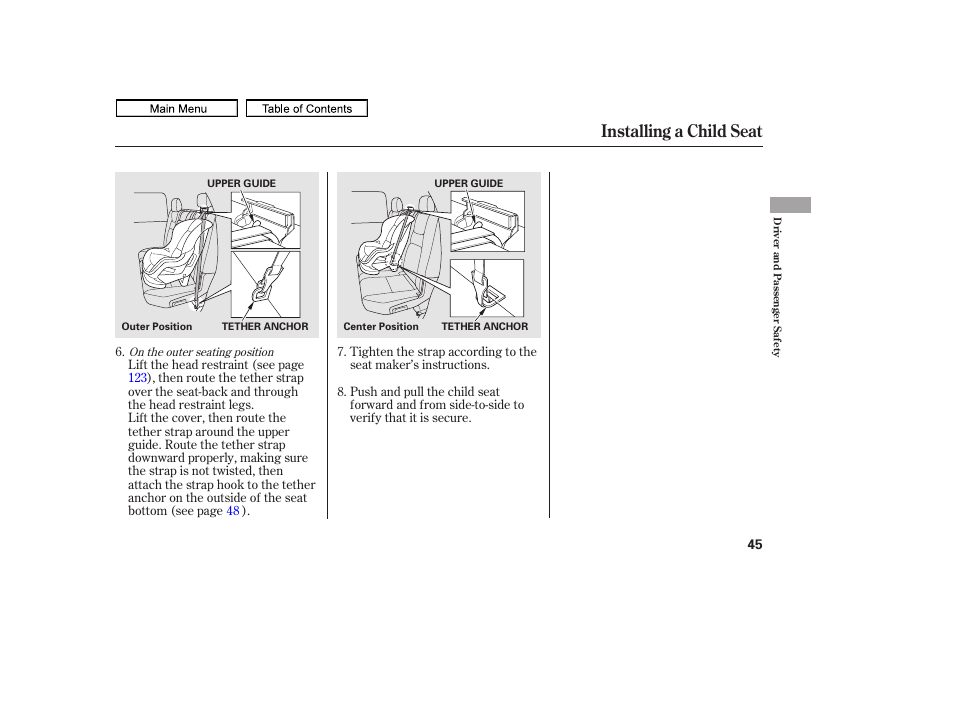 Untitled, Installing a child seat, 2011 ridgeline | HONDA 2011 Ridgeline User Manual | Page 49 / 423