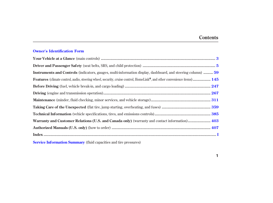 HONDA 2011 Ridgeline User Manual | Page 5 / 423