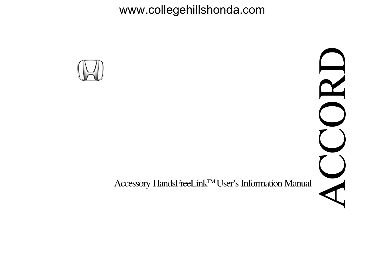 HONDA HANDSFREELINK ACCORD User Manual | 35 pages