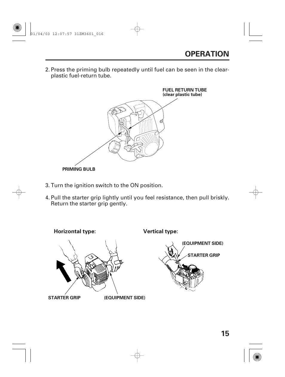 15 operation | HONDA GX22 User Manual | Page 17 / 60