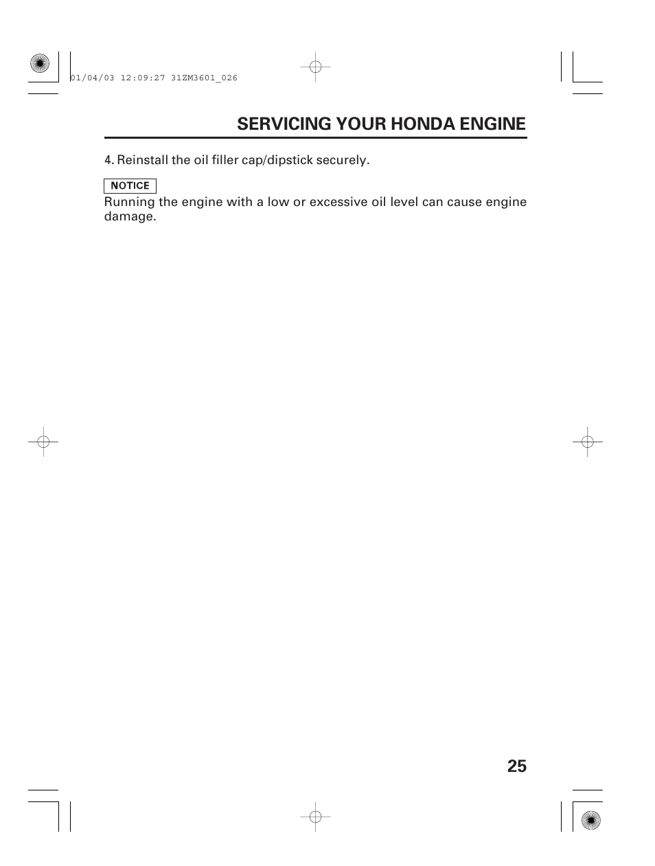 25 servicing your honda engine | HONDA GX22 User Manual | Page 27 / 60