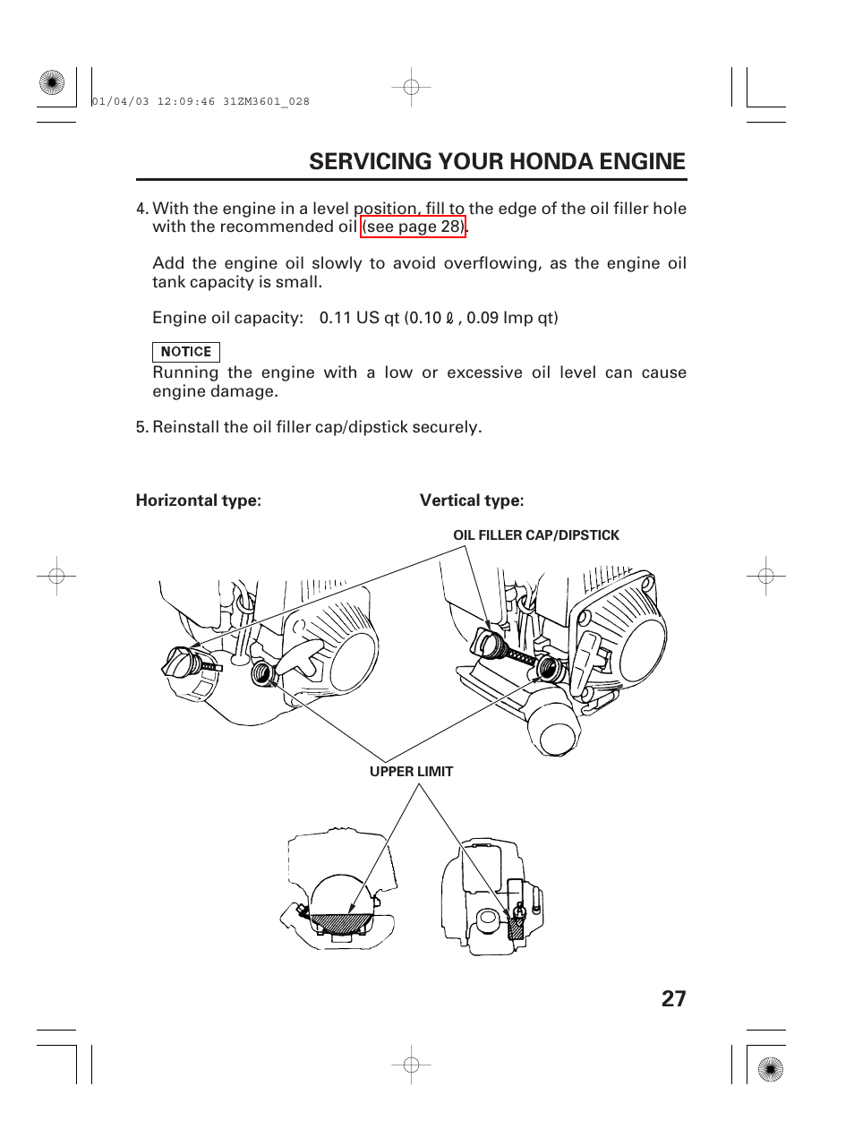 27 servicing your honda engine | HONDA GX22 User Manual | Page 29 / 60