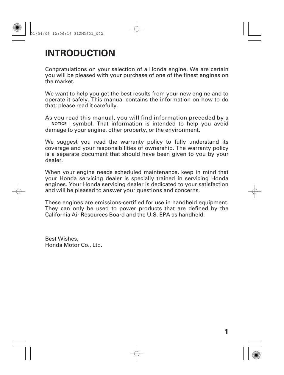 Introduction | HONDA GX22 User Manual | Page 3 / 60