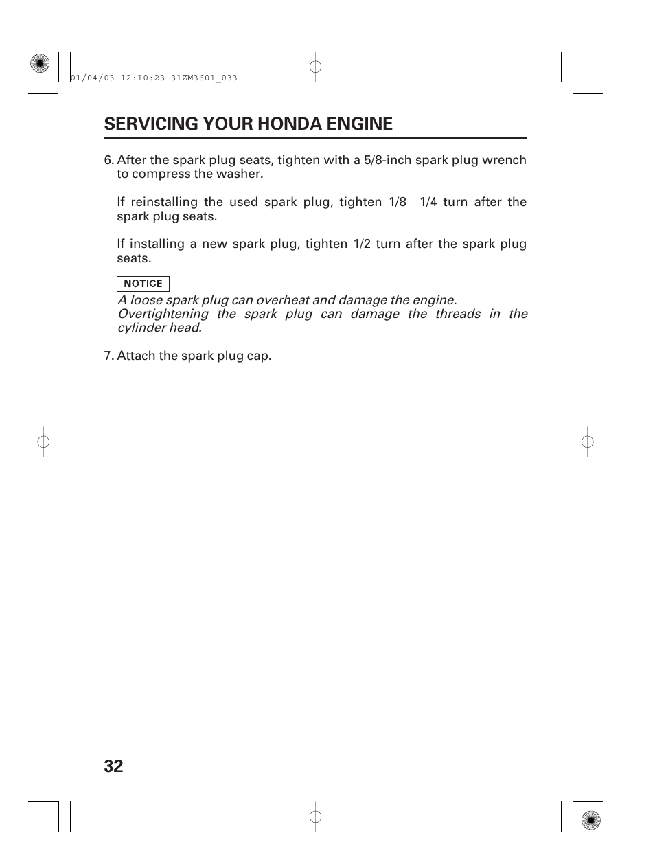 32 servicing your honda engine | HONDA GX22 User Manual | Page 34 / 60