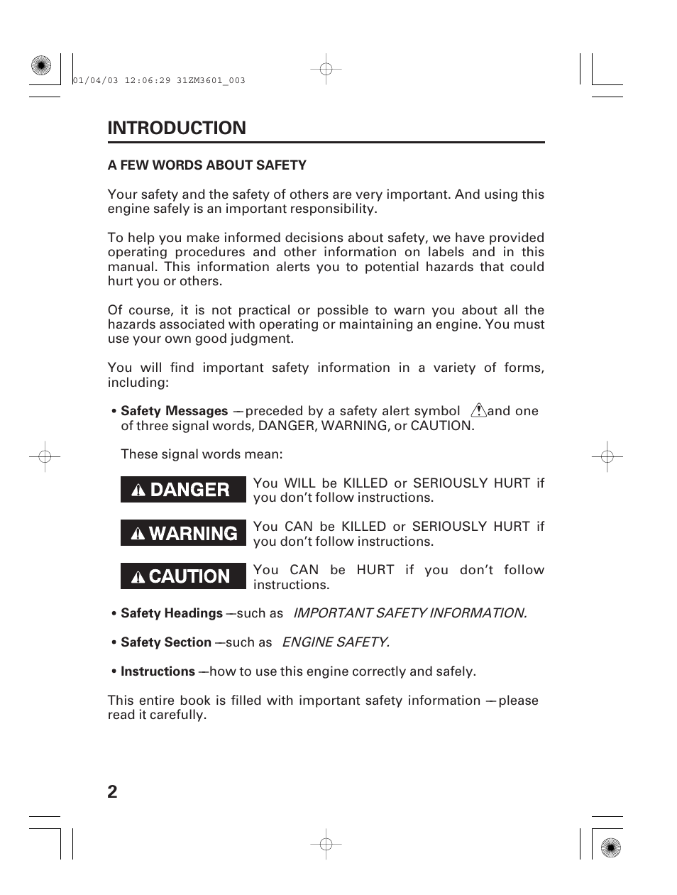 A few words about safety, 2introduction | HONDA GX22 User Manual | Page 4 / 60