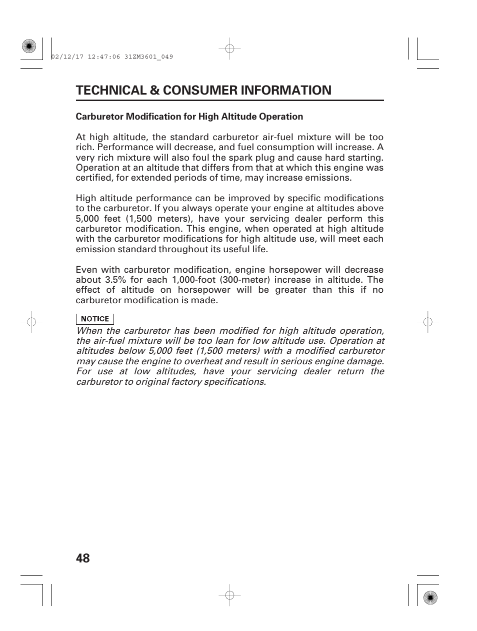 48 technical & consumer information | HONDA GX22 User Manual | Page 50 / 60