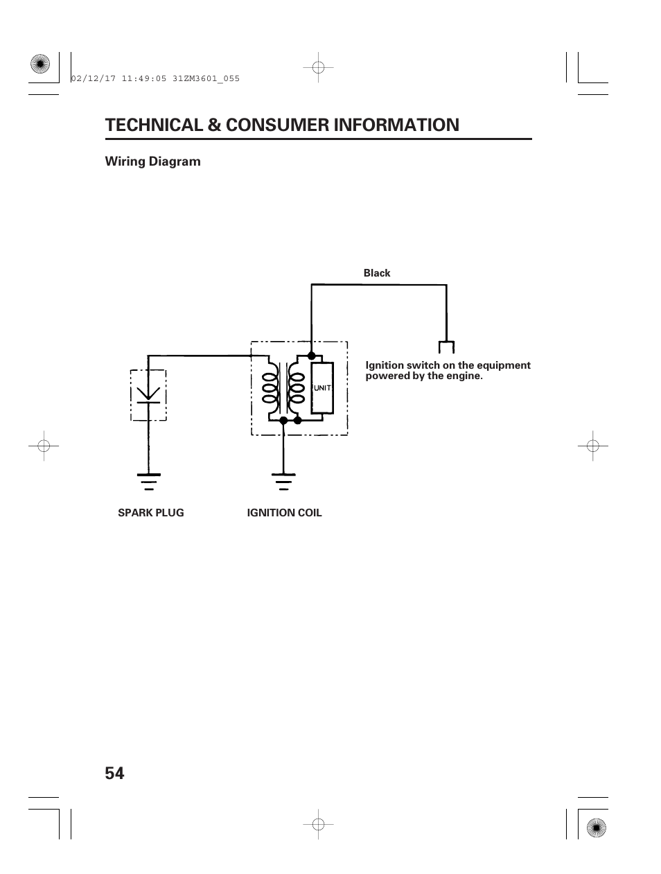 Wiring diagram, 54 technical & consumer information | HONDA GX22 User Manual | Page 56 / 60