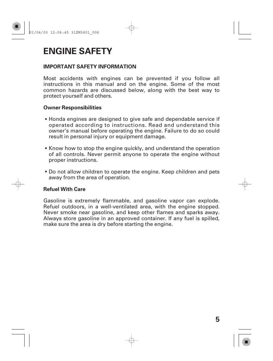 Engine safety, Important safety information | HONDA GX22 User Manual | Page 7 / 60