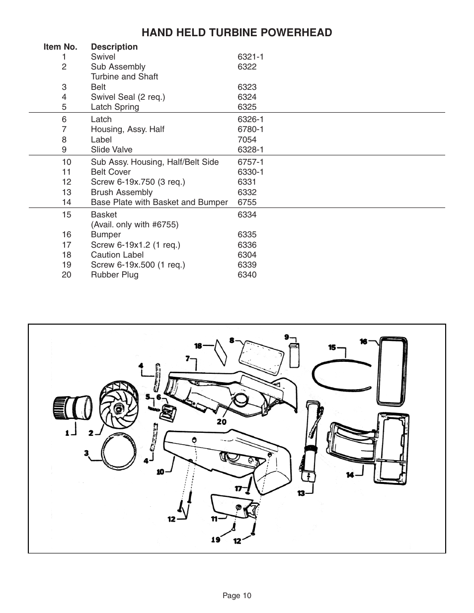 Hand held turbine powerhead | H-P Products TURBINE POWERHEAD and HAND HELD TURBINE POWERHEAD User Manual | Page 10 / 10