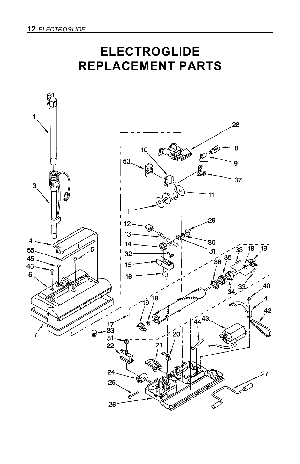 Electroglide replacement parts | H-P Products Electric Powerhead Electroglide User Manual | Page 12 / 16