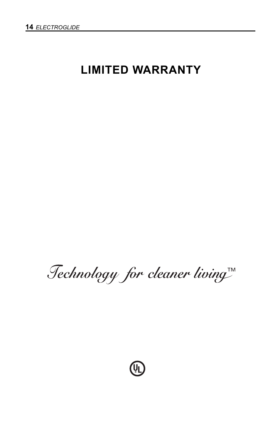 Limited warranty | H-P Products Electric Powerhead Electroglide User Manual | Page 14 / 16