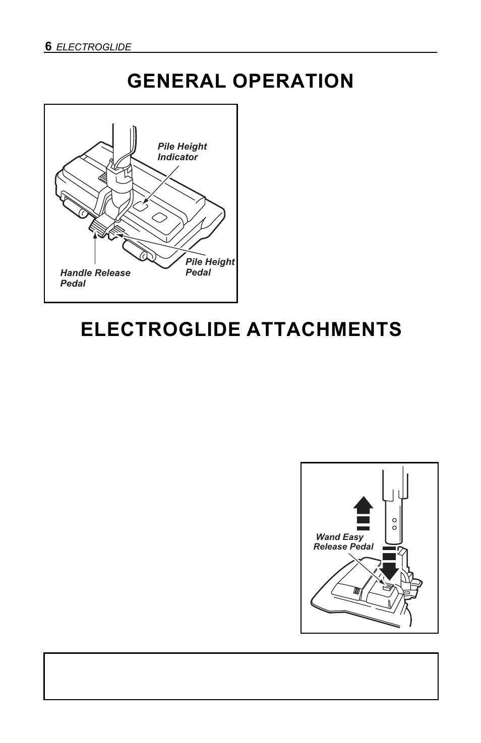 General operation, Electroglide attachments, Caution | H-P Products Electric Powerhead Electroglide User Manual | Page 6 / 16