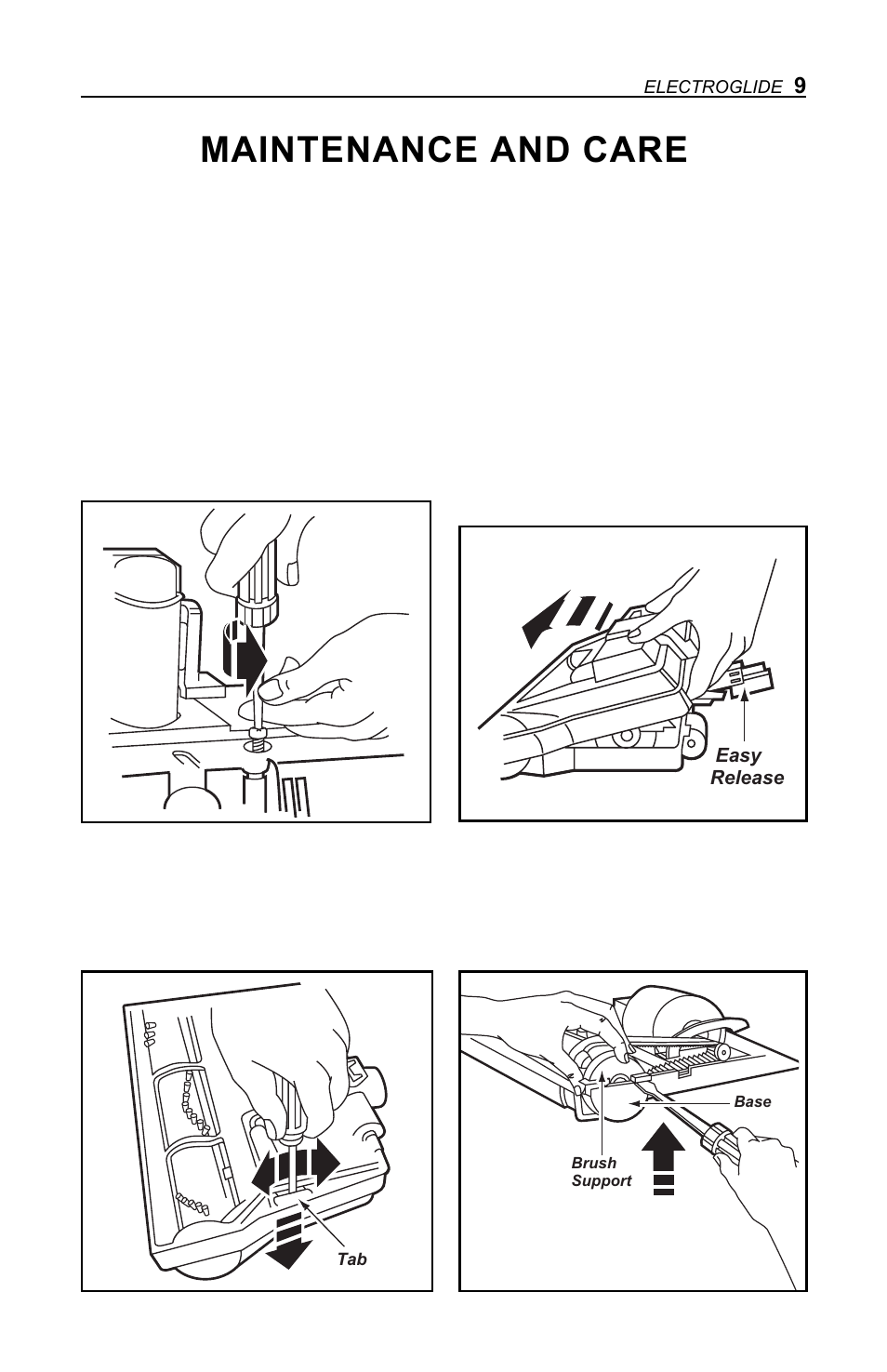 Maintenance and care | H-P Products Electric Powerhead Electroglide User Manual | Page 9 / 16