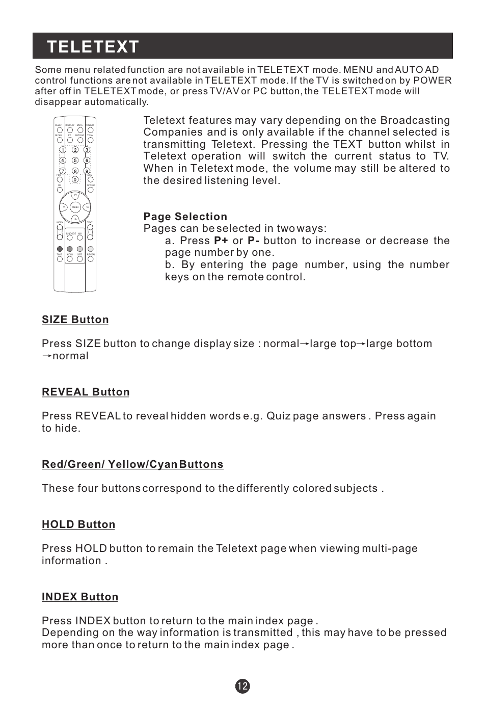 Teletext | haier L20G1-A0 User Manual | Page 14 / 24