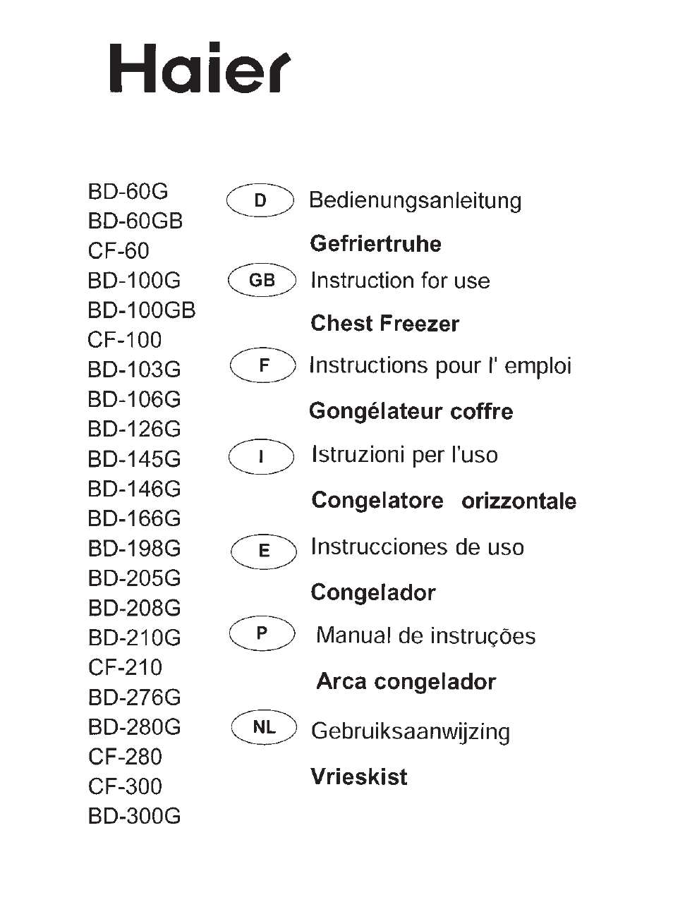 haier BD-267G User Manual | 61 pages