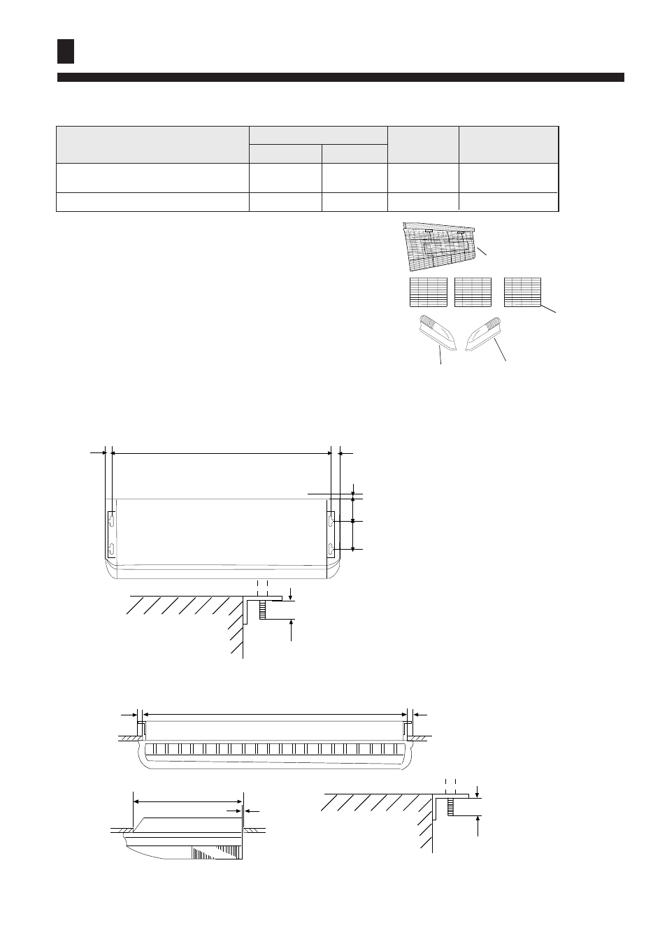 Installation of indoor unit, Connection pipe requirement, 1) remove the air filters | Supension-bolt pitch should be as shown in fig.4 | haier AC282AFERA User Manual | Page 16 / 31