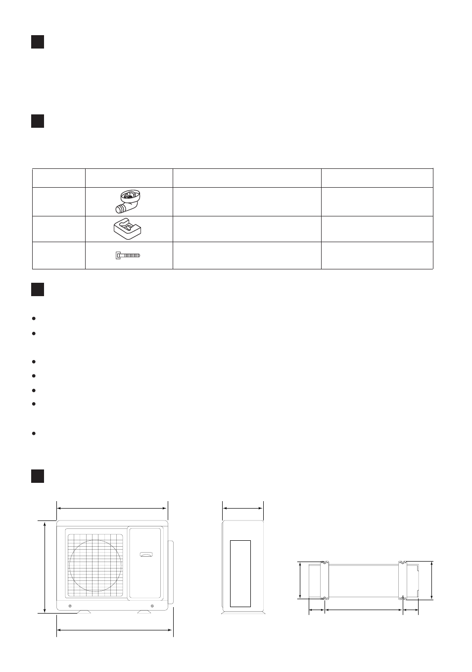 Safety precautions installation dimensions(mm), Choose the installation place, Installation accessories | haier AU282XHERA User Manual | Page 6 / 20