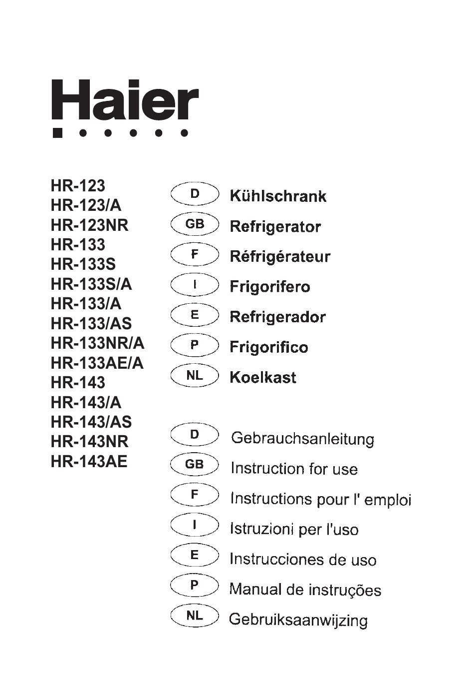 haier HR-123 User Manual | 73 pages