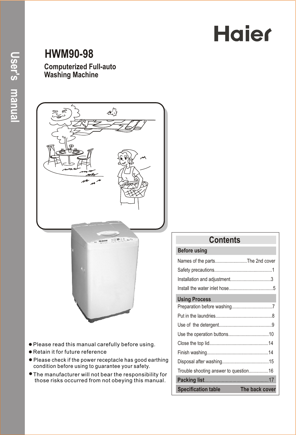 haier HWM90-98 User Manual | 20 pages