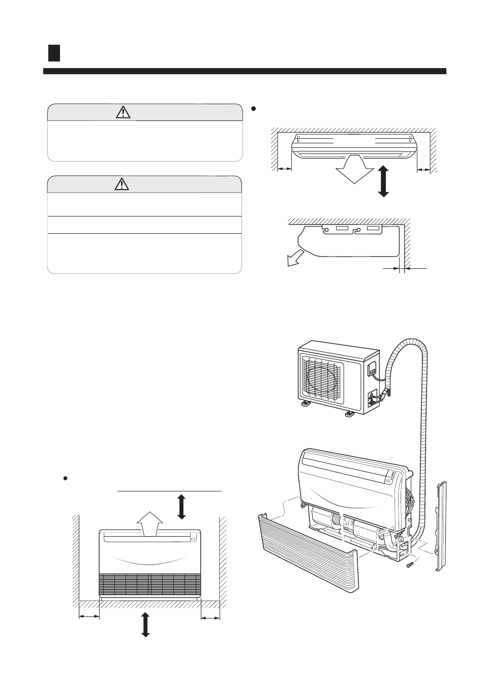 Installation procedures, Under ceiling, Floor console | Selecting the mounting position, Warning caution | haier AC182ACEEA User Manual | Page 10 / 23