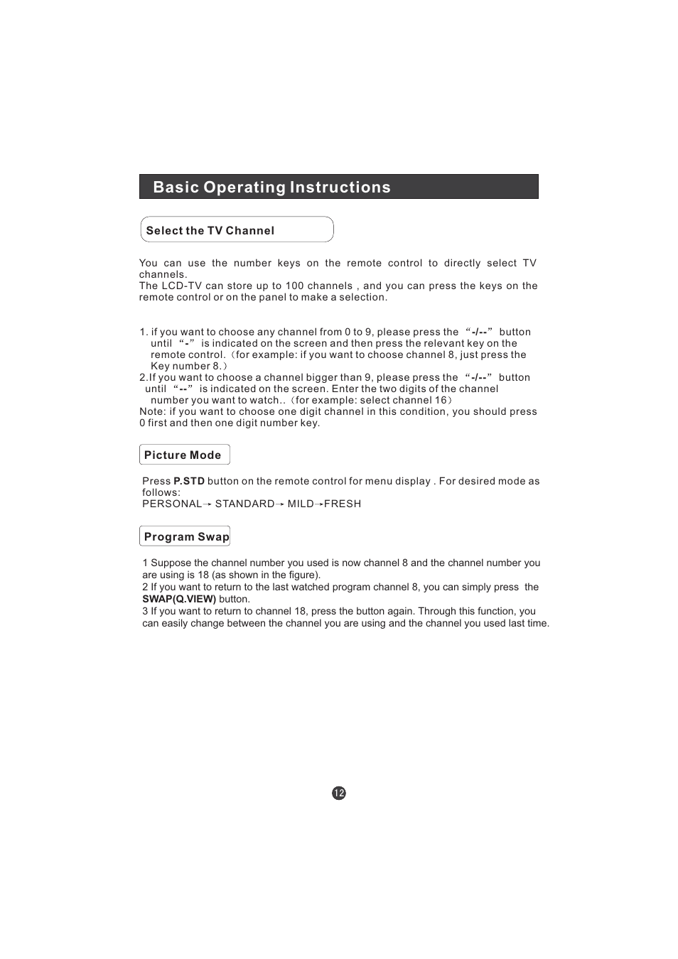 Basic operating instructions | haier LT22T1W User Manual | Page 14 / 44