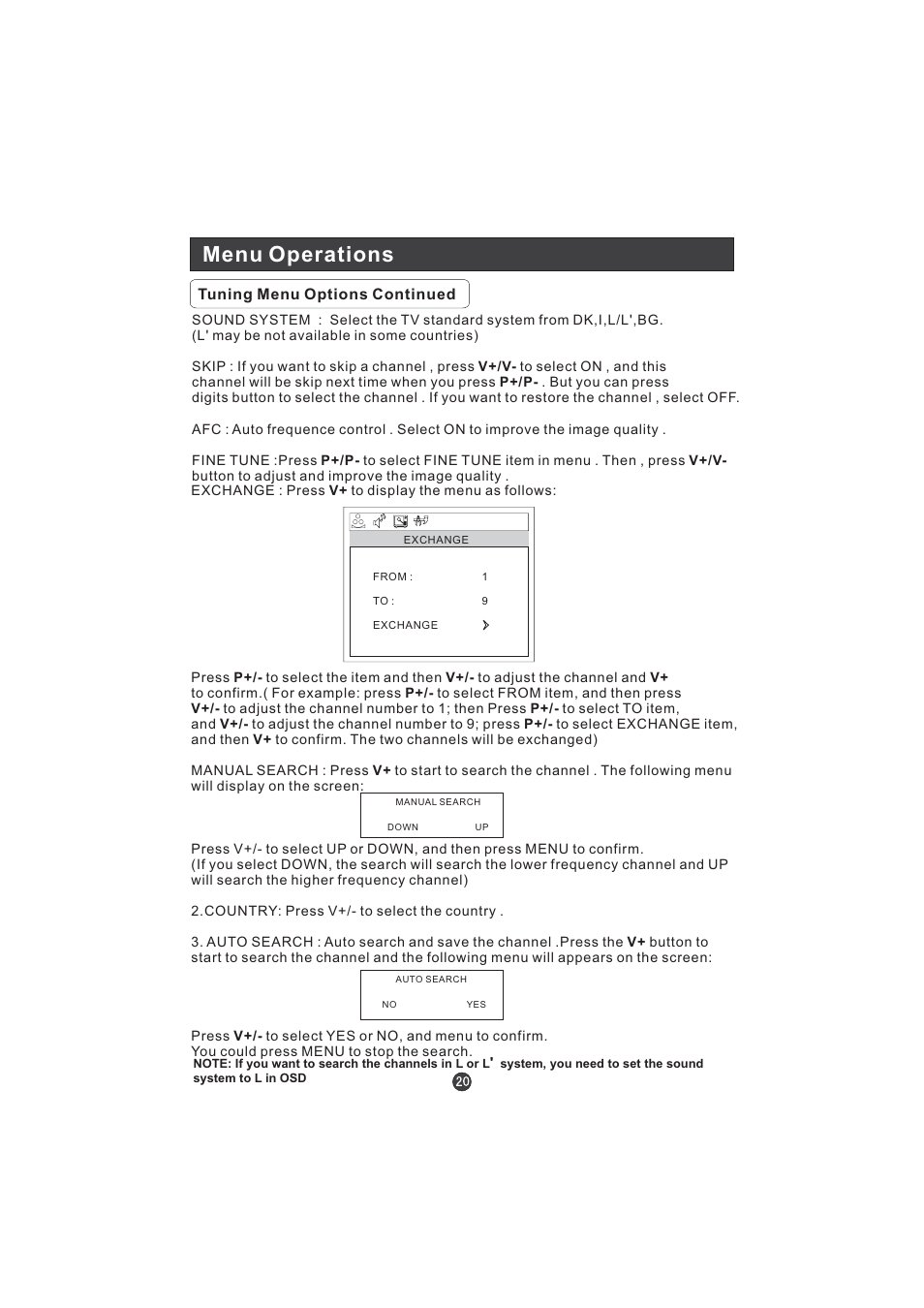 Menu operations | haier LT22T1W User Manual | Page 22 / 44