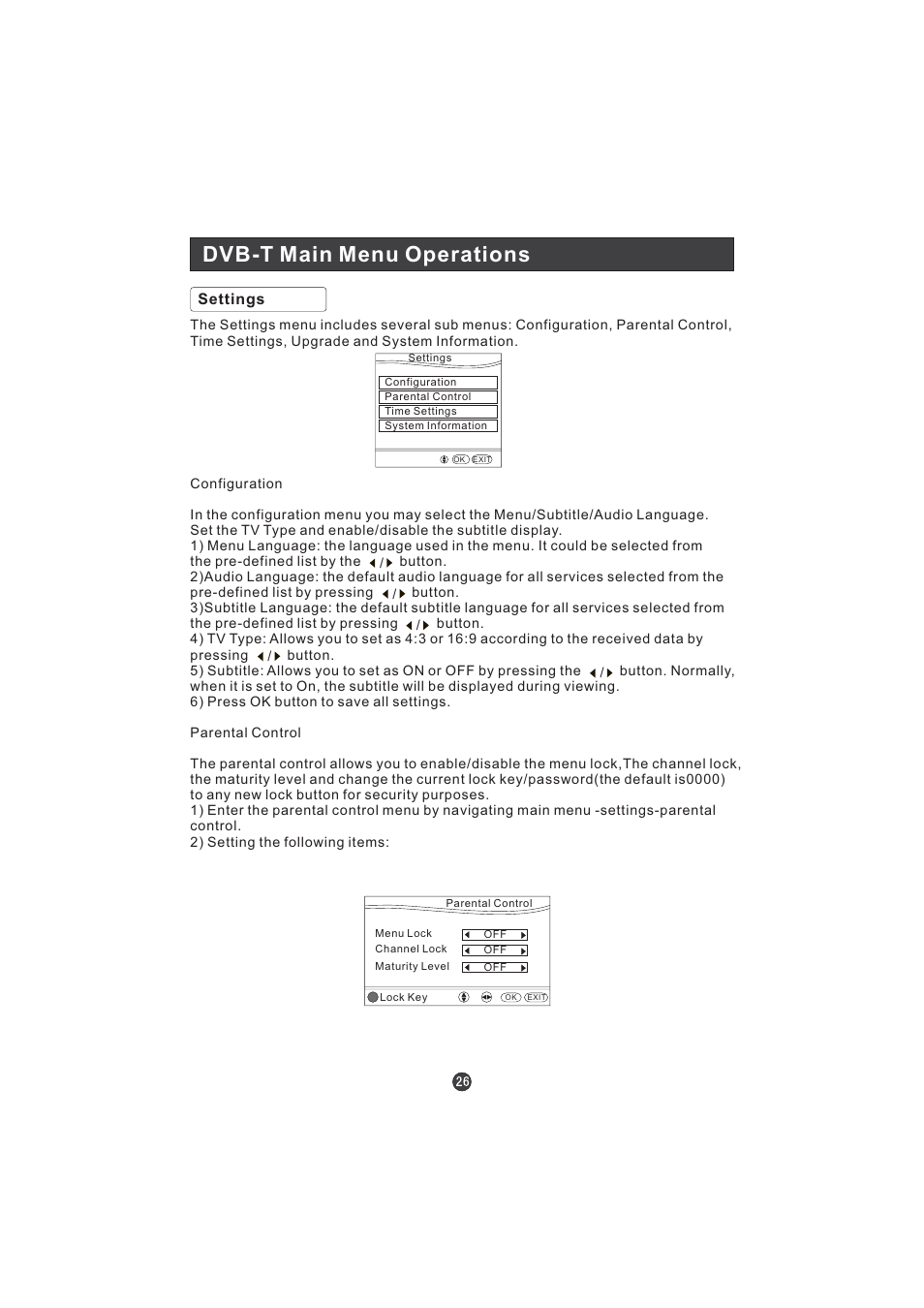 Dvb-t main menu operations | haier LT22T1W User Manual | Page 28 / 44