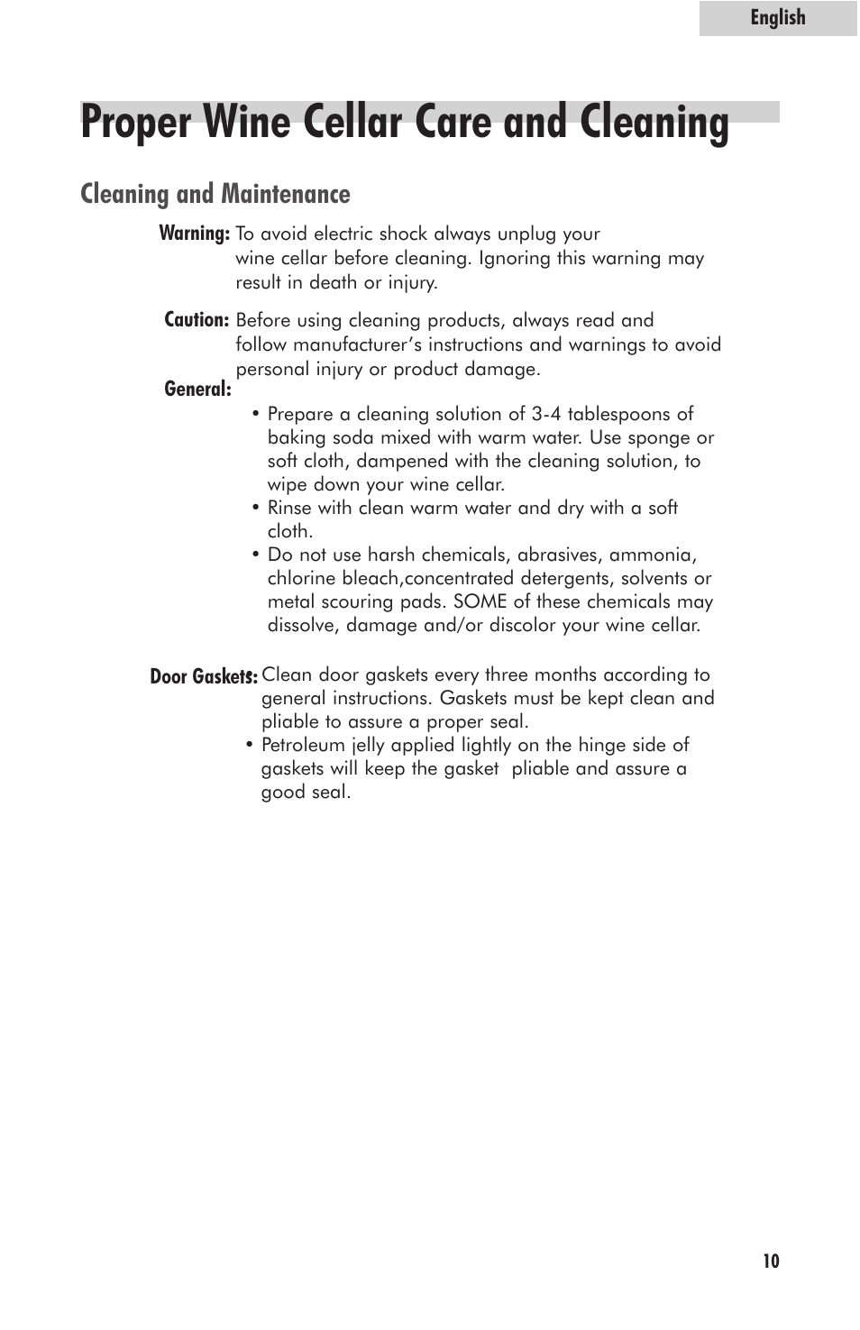 Proper wine cellar care and cleaning, Cleaning and maintenance | haier HVFM24B User Manual | Page 11 / 44