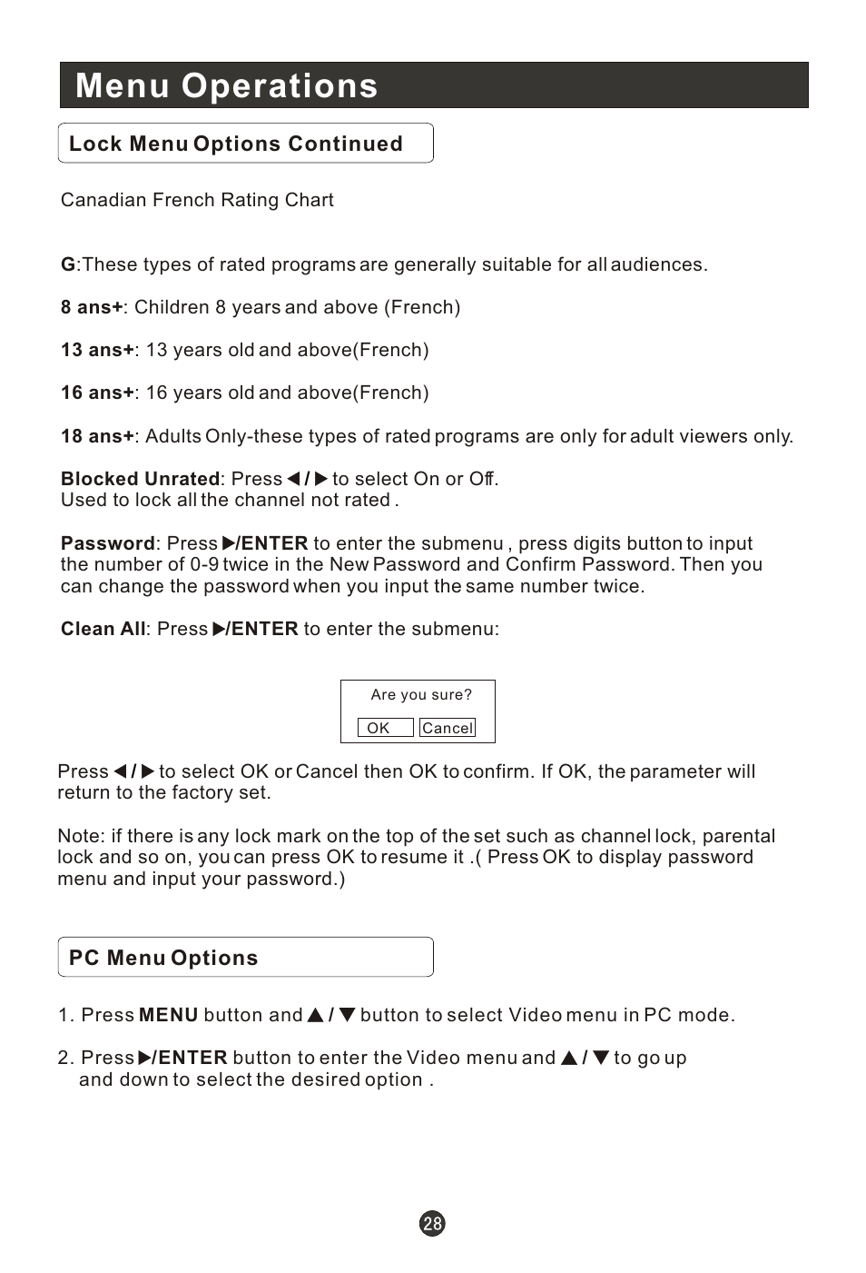 Т³гж 33, Menu operations | haier HL19R1 User Manual | Page 33 / 49