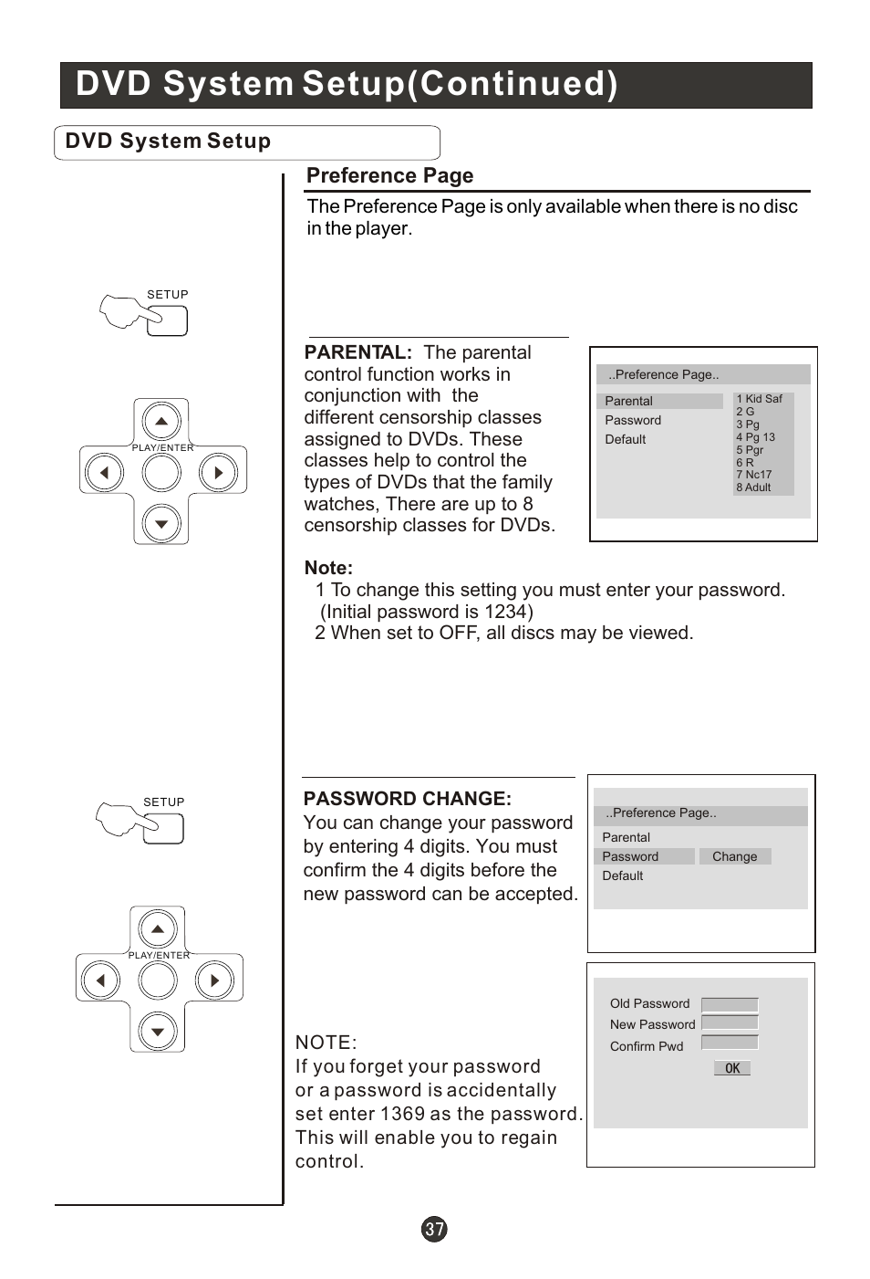 Т³гж 42, Dvd system setup(continued), Dvd system setup | Preference page | haier HL19R1 User Manual | Page 42 / 49