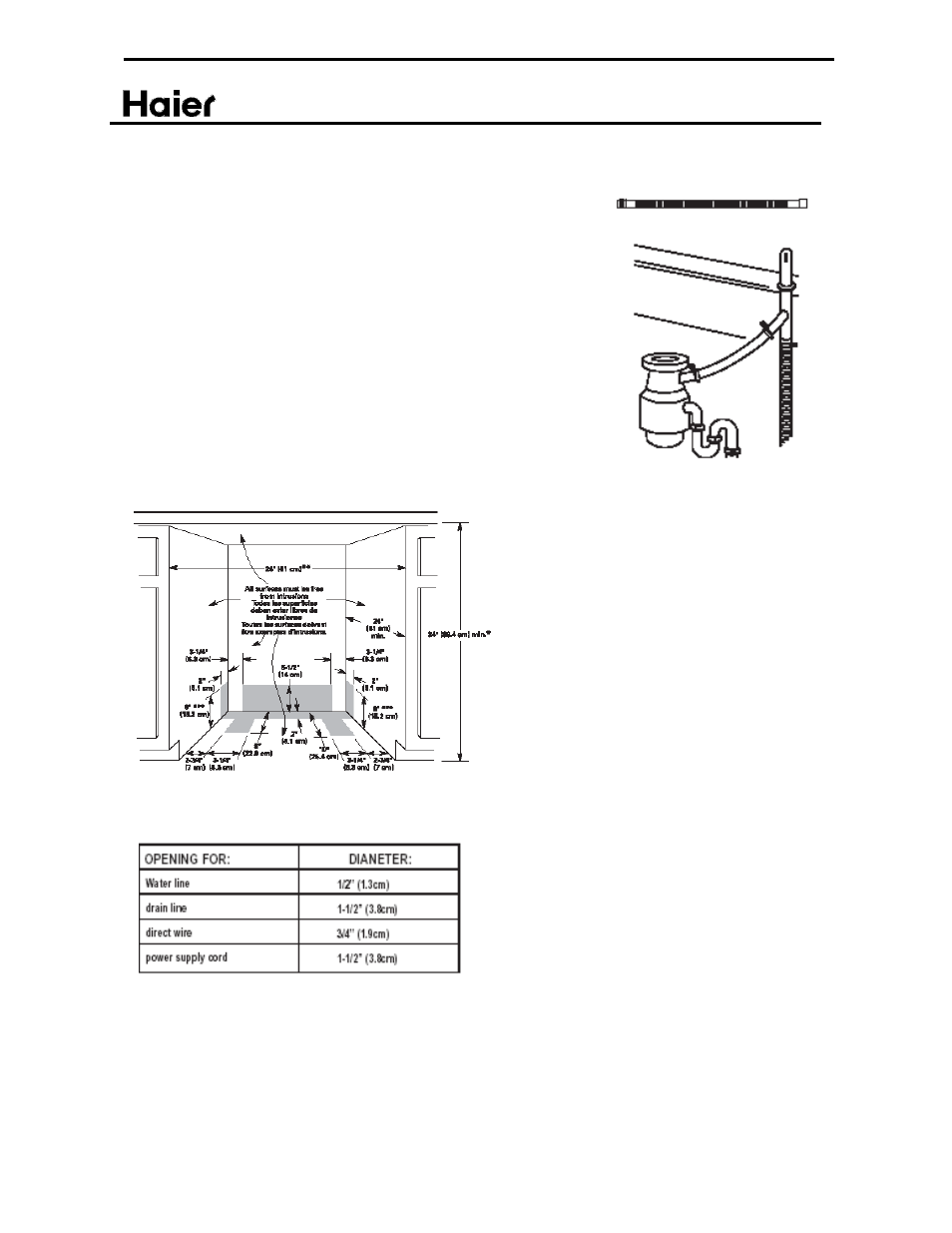 Drain, Built-in dishwasher | haier ESD402 User Manual | Page 10 / 49