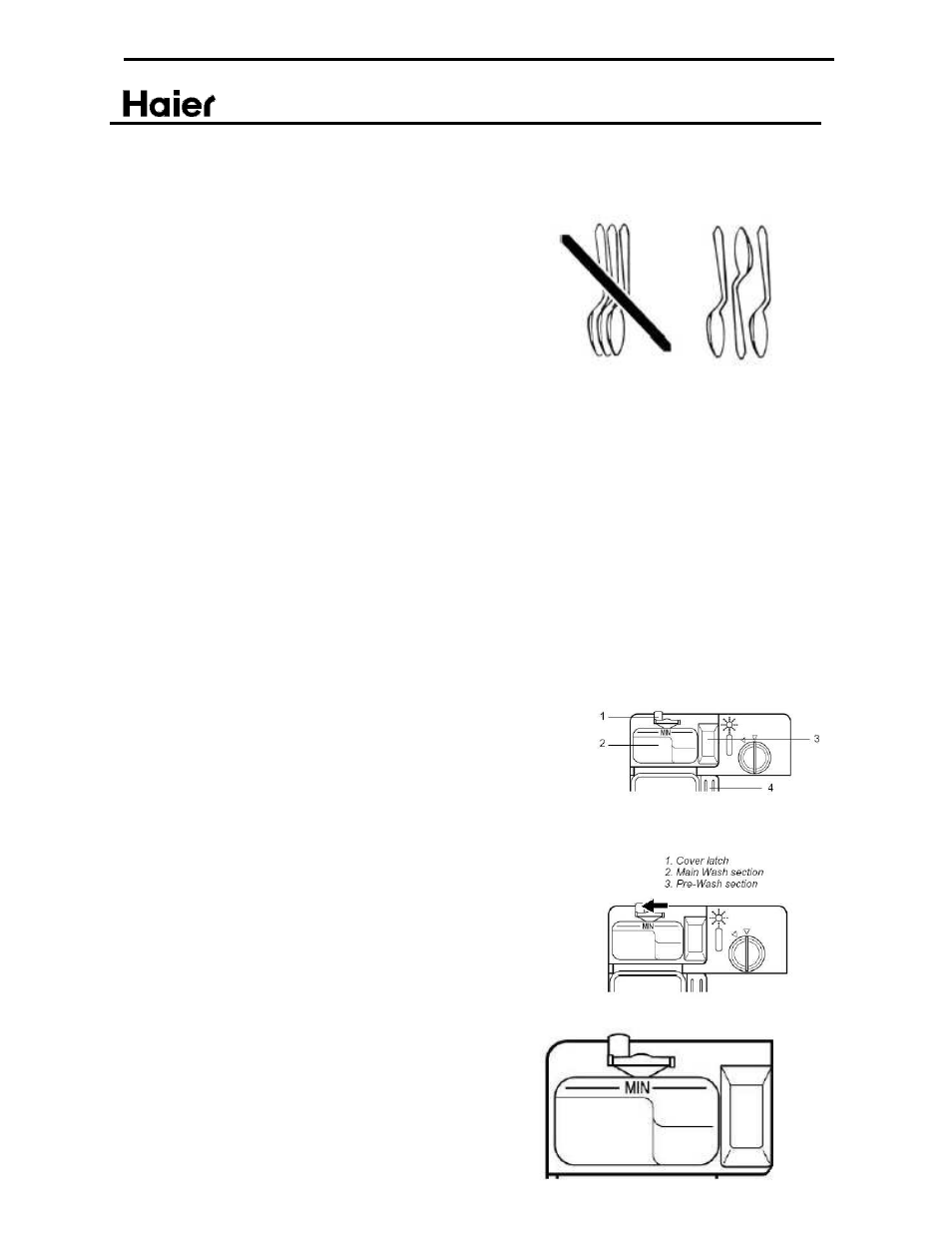 Dishwasher use 10.1 proper use of detergent, 2 detergent dispenser | haier ESD402 User Manual | Page 31 / 49