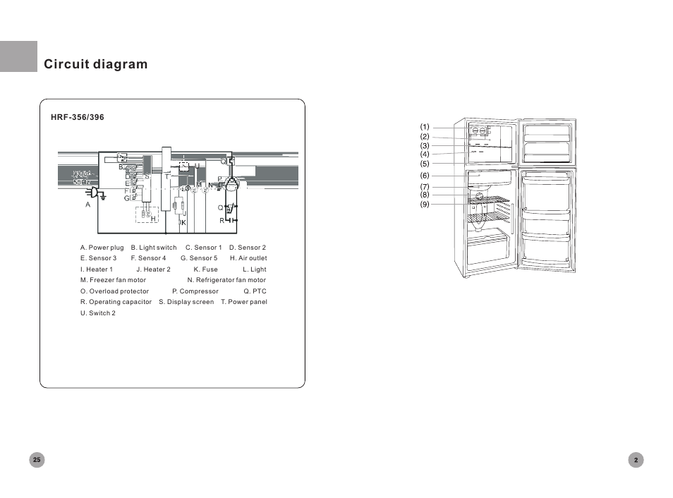 Circuit diagram | haier Household Frost Free Refrigerator HRF-396 User Manual | Page 3 / 14
