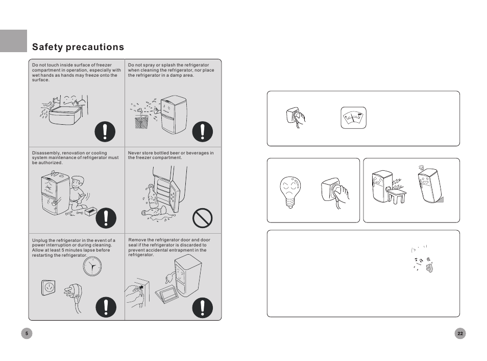 Safety precautions | haier Household Frost Free Refrigerator HRF-396 User Manual | Page 6 / 14