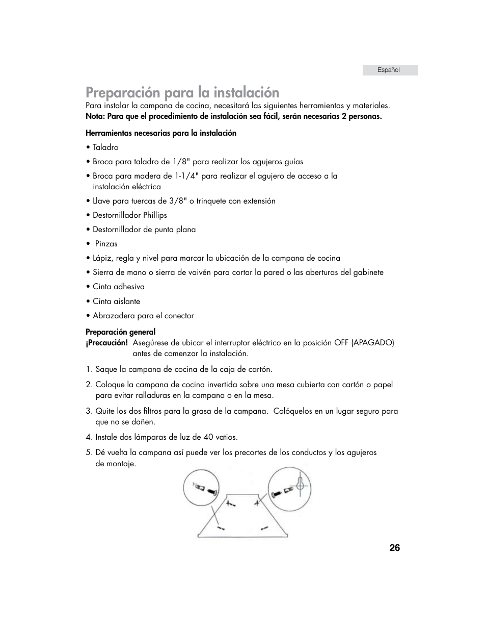 Preparación para la instalación | haier HHX7130 User Manual | Page 27 / 34