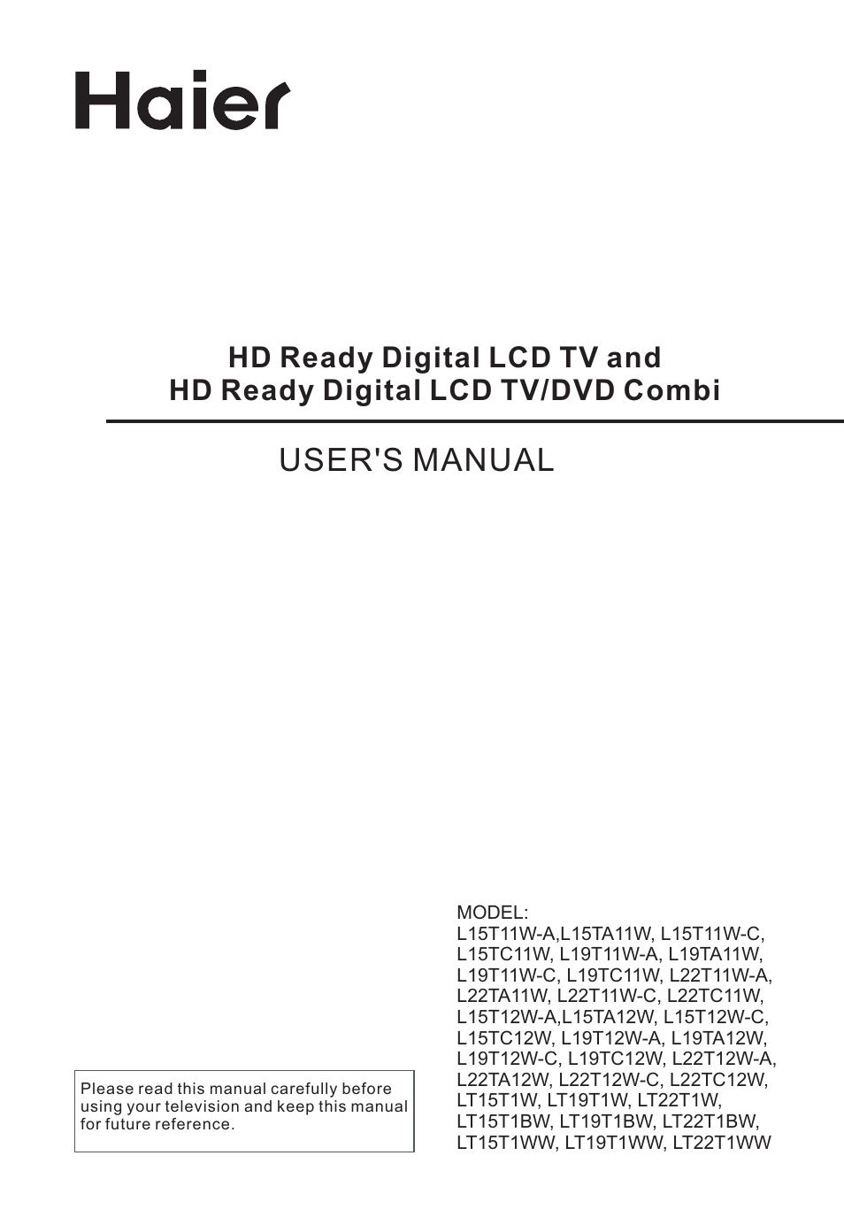 haier L19T12W-C User Manual | 86 pages