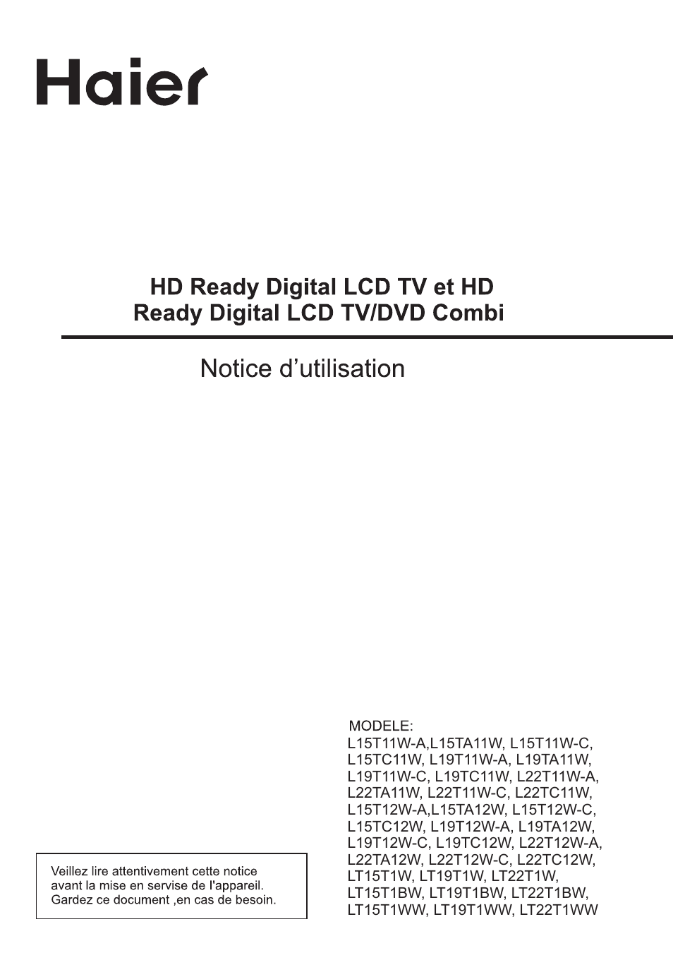 haier L19T12W-C User Manual | Page 44 / 86
