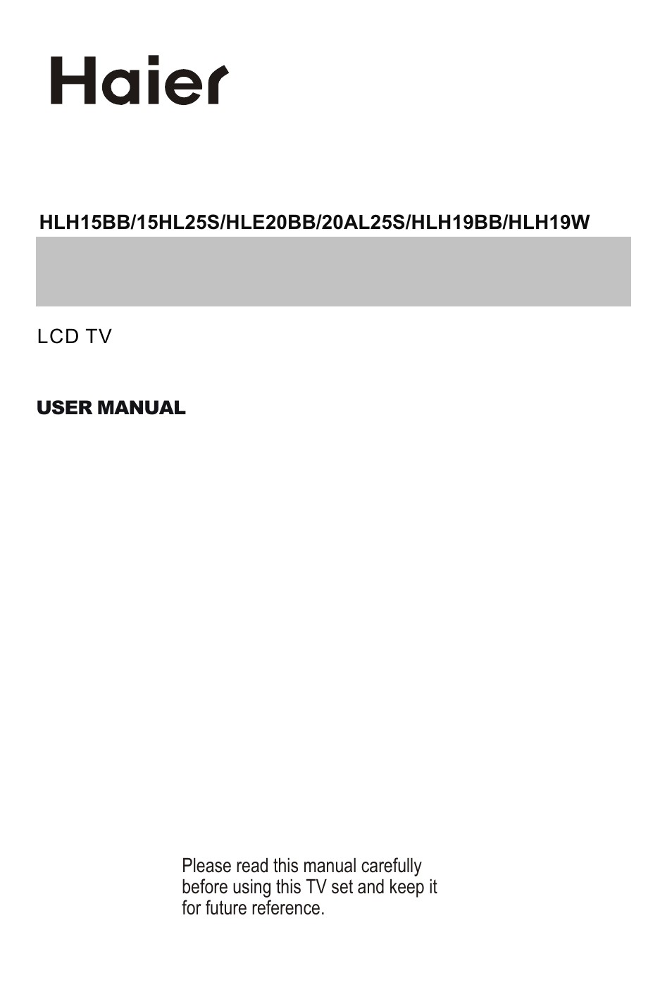 haier HLH19W User Manual | 30 pages