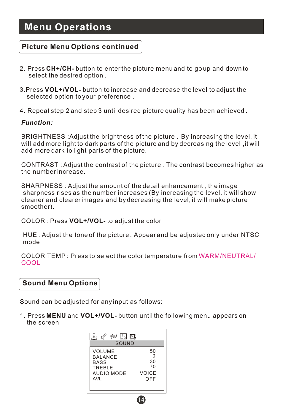 Т³гж 18, Menu operations | haier HLH19W User Manual | Page 18 / 30