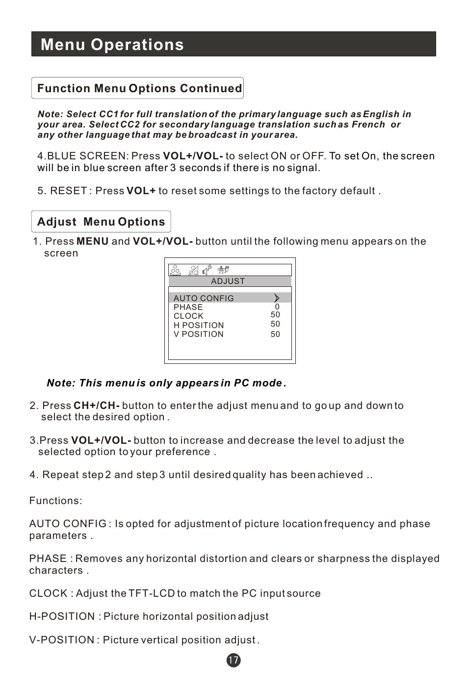 Т³гж 21, Menu operations | haier HLH19W User Manual | Page 21 / 30