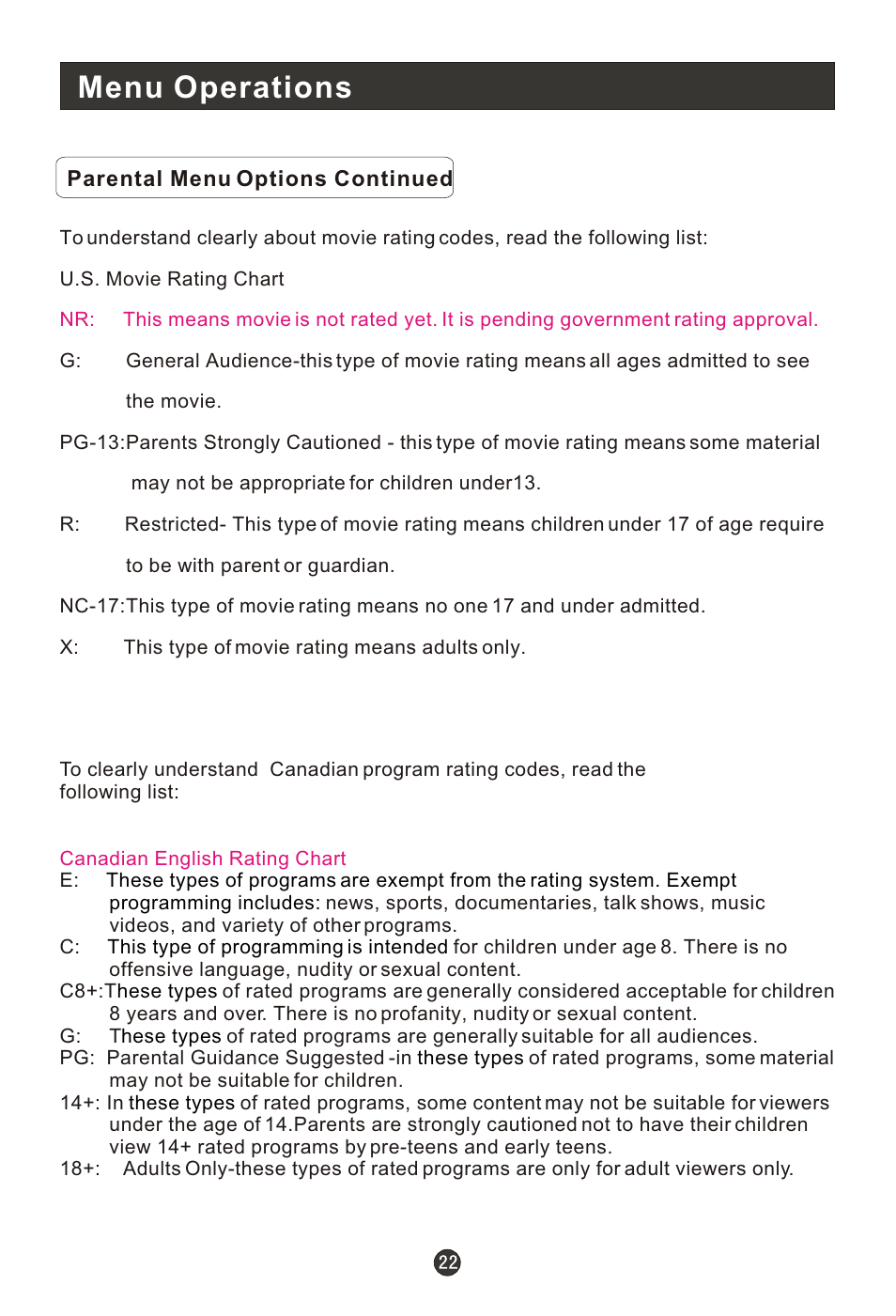 Т³гж 26, Menu operations | haier HLH19W User Manual | Page 26 / 30