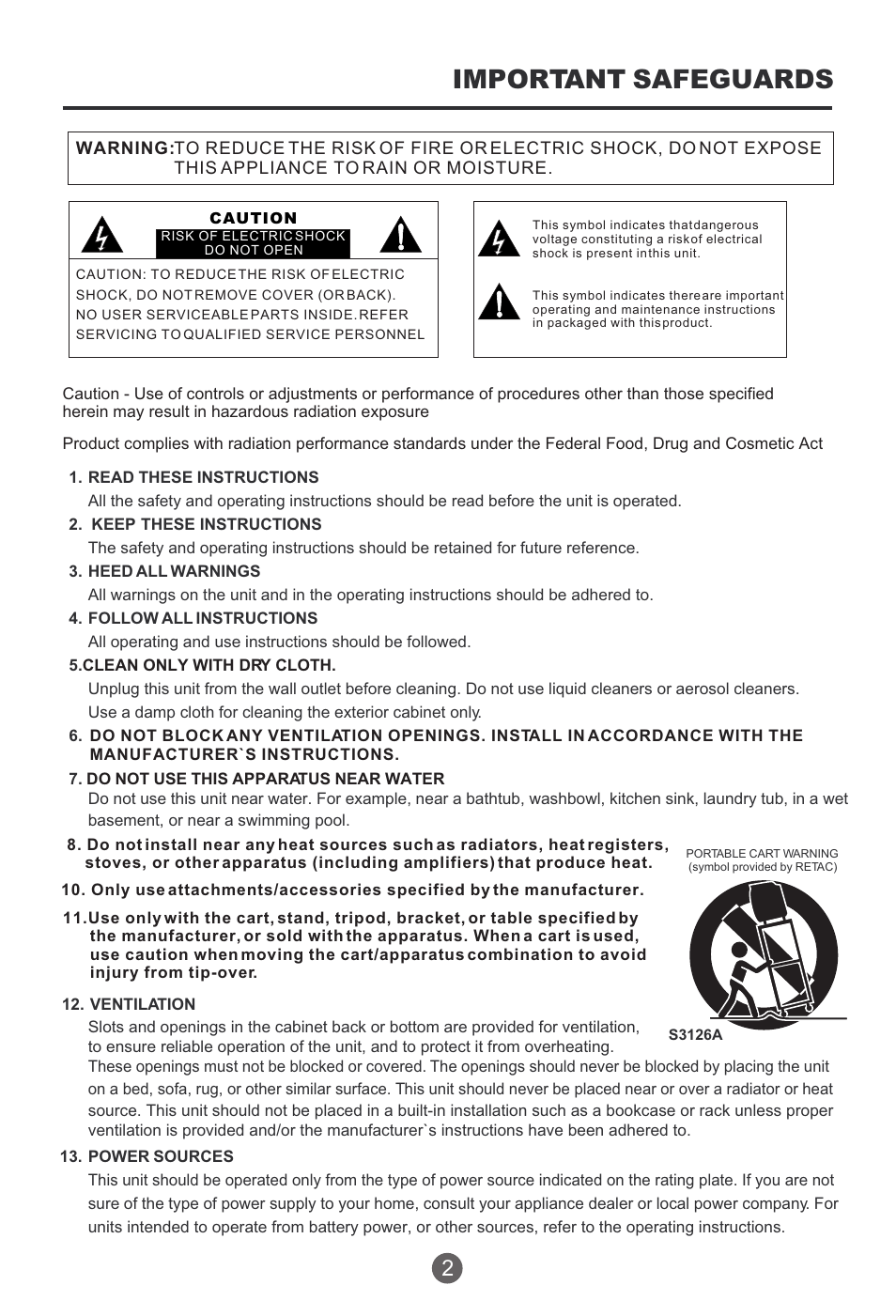 Important safeguards | haier HTR13 User Manual | Page 3 / 80