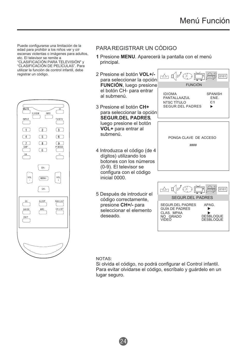 Menú función, Para registrar un código | haier HTR13 User Manual | Page 65 / 80