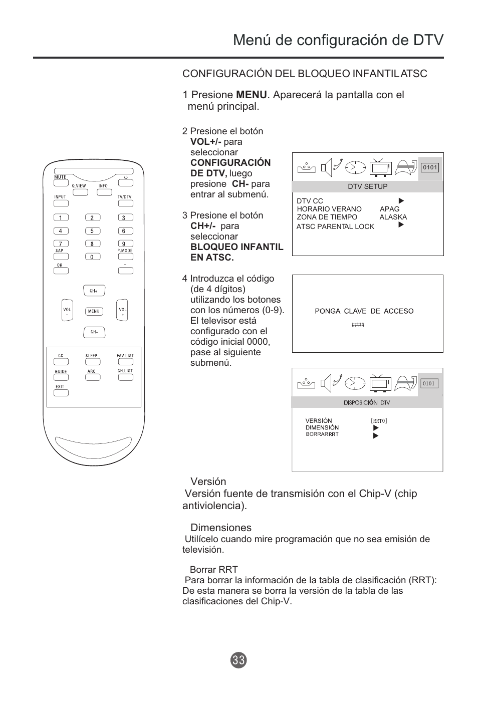 Menú de configuración de dtv, Menú principal | haier HTR13 User Manual | Page 74 / 80