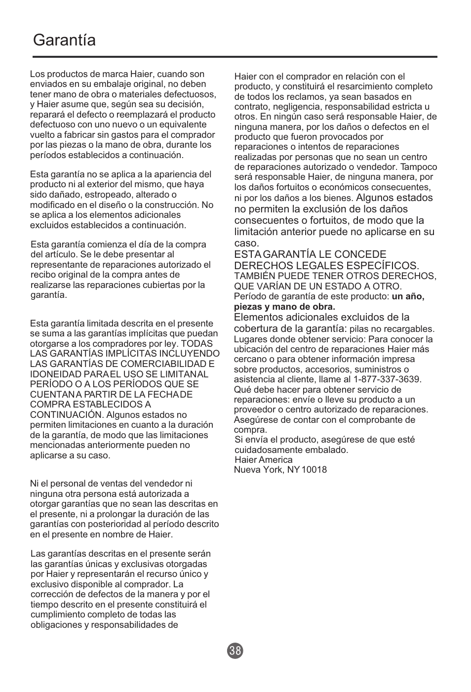 Garantía | haier HTR13 User Manual | Page 79 / 80