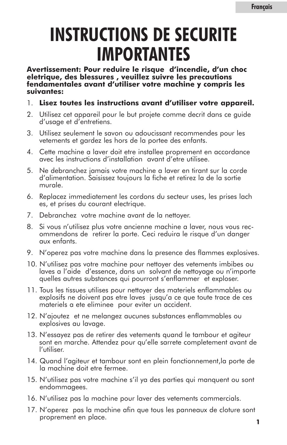 Instructions de securite importantes | haier HLT364XXQ User Manual | Page 19 / 52